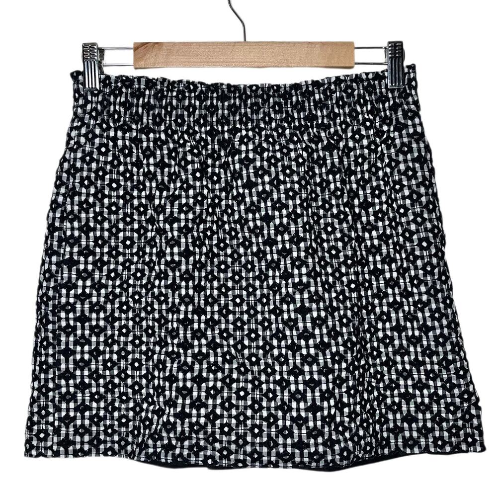 J. Crew Black Mini Skirt Gingham Pattern Pull on women’s size 4 | Sidewalk skirt